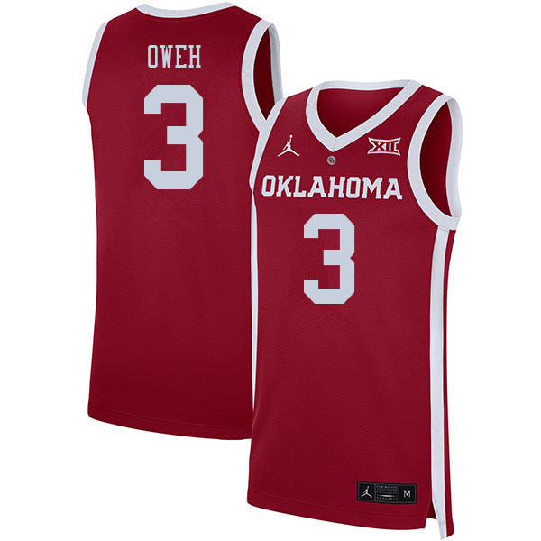 Oklahoma Sooners #3 Otega Oweh College Basketball Jerseys Stitched Sale-Crimson